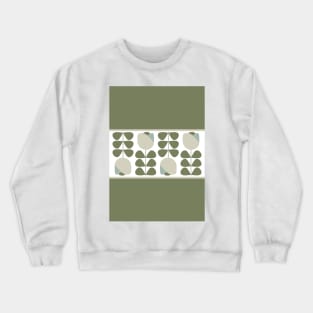 Retro Geometric Floral in Green and Beige Crewneck Sweatshirt